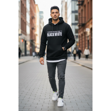 Hanorac barbati slim fit  negru  vatuit S110