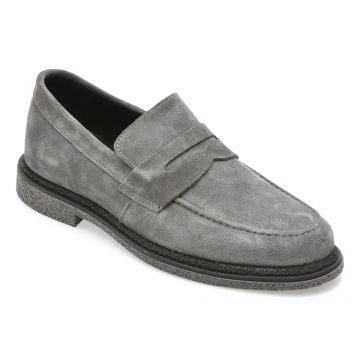 Mocasini eleganti BITE THE BULLET gri, 6952, din piele intoarsa