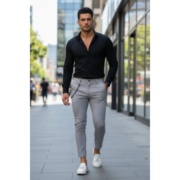 Pantaloni barbati eleganti  gri 10614