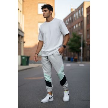 Pantaloni de trening cargo  gri  conici k154