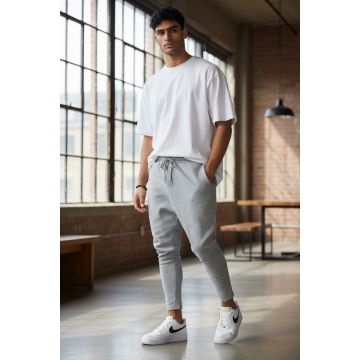 Pantaloni de trening cargo  gri  conici k543