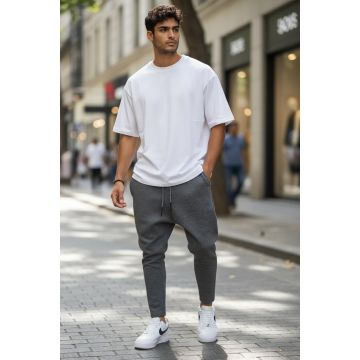 Pantaloni de trening cargo  gri  conici k544