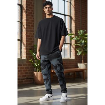 Pantaloni de trening cargo  gri  conici Y133