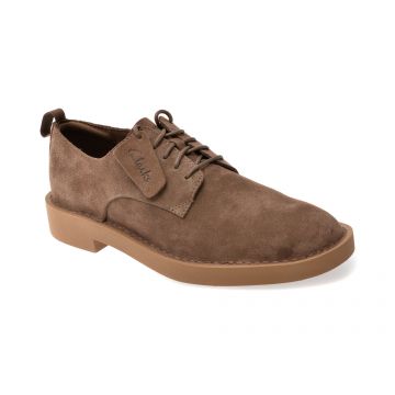 Pantofi CLARKS maro, MARTOCK LACE, din piele intoarsa
