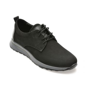 Pantofi OTTER negri, 1086, din nabuc