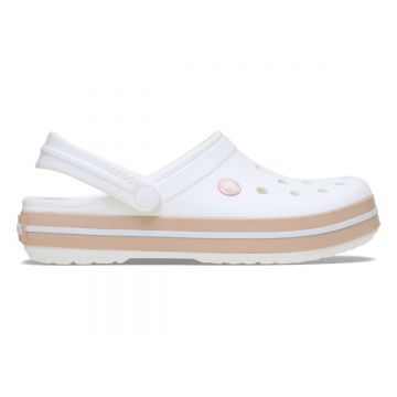 Saboti Crocs Crocband Alb - White/Pink Caramel