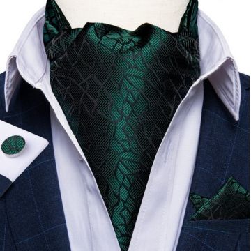 Set cravata / esarfa Ascot matase + batista + butoni, model 35