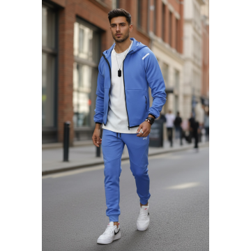 Trening barbati slim fit albastru  Pantaloni + Hanorac 288A