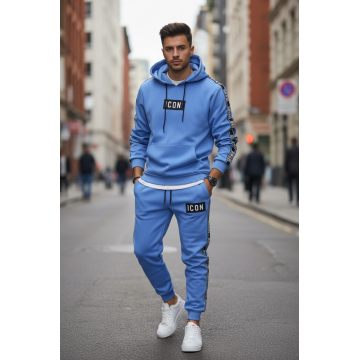 Trening barbati slim fit albastru  Pantaloni + Hanorac 5041