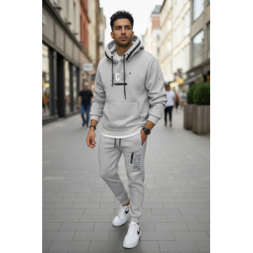Trening barbati slim fit gri  Pantaloni + Hanorac 5025