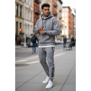 Trening barbati slim fit gri   Pantaloni + Hanorac  vatuit  RM57 i17-2