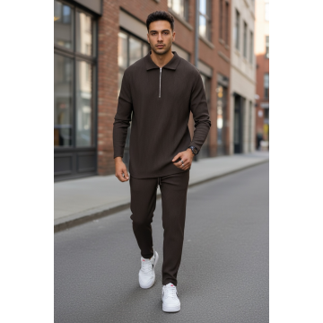 Trening barbati slim fit maro  Pantaloni + bluza C300