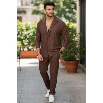 Trening barbati slim fit maro  Pantaloni + Bluza C400