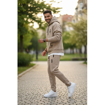 Trening barbati slim fit maro  Pantaloni + Hanorac  vatuit  RM58