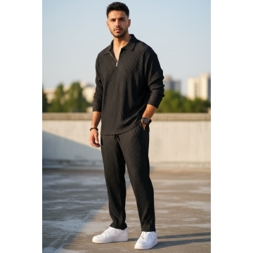 Trening barbati slim fit negru  Pantaloni + Bluza C300 31-3.2