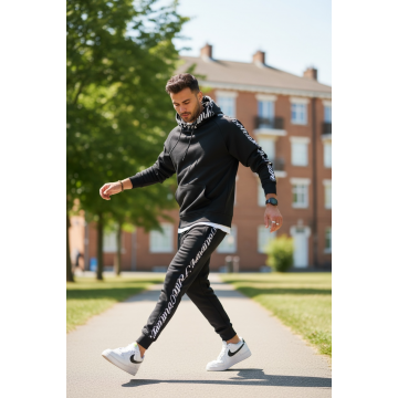 Trening barbati slim fit negru  Pantaloni + Hanorac  vatuit  RM59 i16-3.1.2