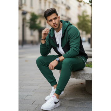 Trening barbati slim fit verde  Pantaloni + Hanorac 5032