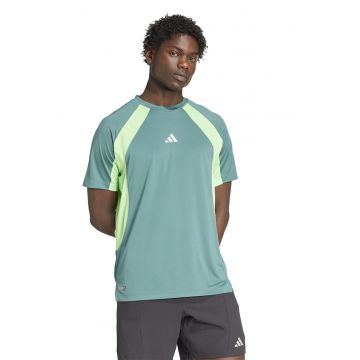 adidas Performance - Tricou regular-fit cu decolteu la baza gatului - Galben pai/Verde deschis