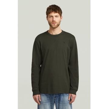 Bluza regular fit cu decolteu la baza gatului - Kaki inchis/Galben mustar