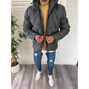 Geaca barbati groasa de iarna gri petrol B3354  D0-5