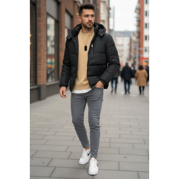 Geaca barbati groasa de iarna  imblanita  bleumarin 2555