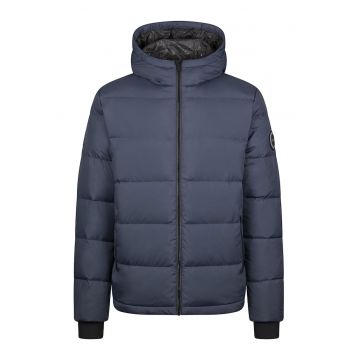 Geaca cu umplutura de puf si gluga - Albastru inchis