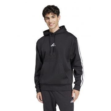 Hanorac cu imprimeu logo si buzunar kangaroo - Alb/Negru