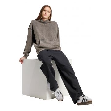 Hanorac cu logo brodat si aspect decolorat - Negru/Maro camel