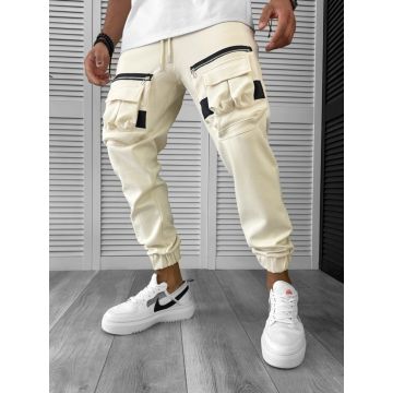 Pantaloni de trening cargo  bej  conici  CU MIC DEFECT DEFY256  D6-5.1