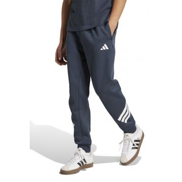 Pantaloni de trening din amestec de bumbac cu logo - Alb/Bleumarin