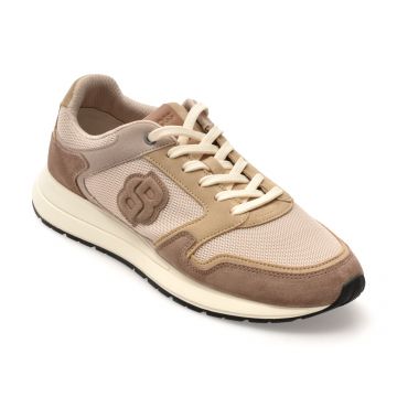 Pantofi sport BOSS bej, 4612, din material textil si piele naturala