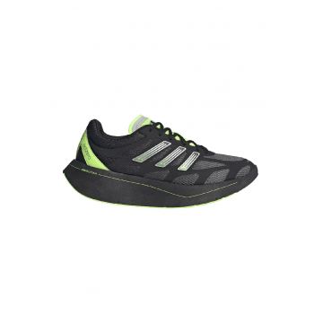 Pantofi sport din piele ecologica cu insertii din plasa Adizero Aruku - Negru/Verde lime
