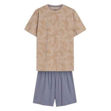 Pijama barbati South  bej - albastru