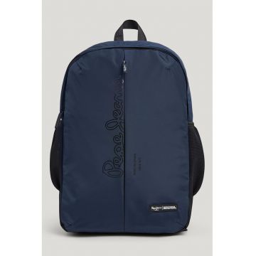 Rucsac din material textil cu imprimeu logo - Bleumarin