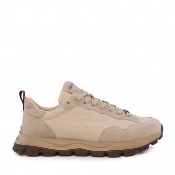 Sneakers ușori bărbați Luca di Gioia bej din piele și velur  3911BP031BE