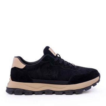 Sneakers ușori bărbați Luca di Gioia  negri din piele și velur  3911BP0066N