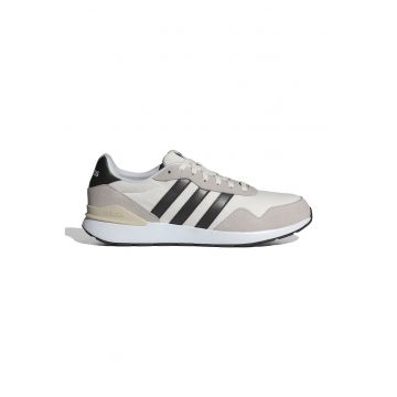 Tenisi cu insertii de piele intoarsa Run 60s 4.0 - Alb fildes/Negru