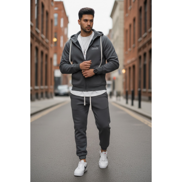 Trening barbati slim fit gri  Pantaloni + hanorac 166