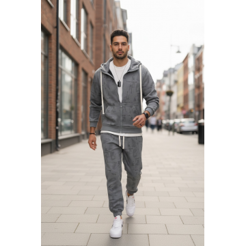 Trening barbati slim fit gri  Pantaloni + hanorac 167