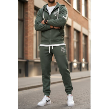 Trening barbati slim fit kaki  Pantaloni + hanorac 162