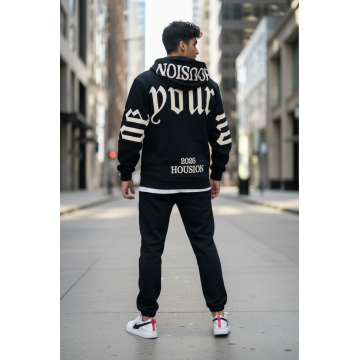 Trening barbati slim fit negru  Pantaloni + hanorac 162