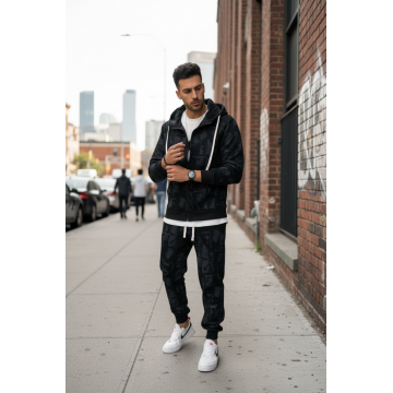 Trening barbati slim fit negru  Pantaloni + hanorac 167
