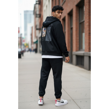 Trening barbati slim fit negru  Pantaloni + hanorac 168