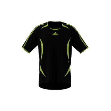 Tricou cu decolteu la baza gatului si garnituri contrastante - Verde/Negru