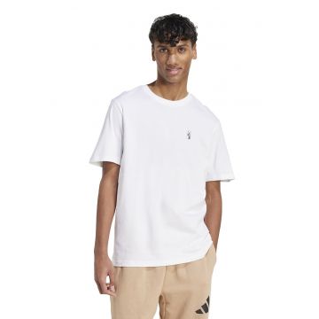 Tricou cu decolteu la baza gatului si logo discret - Alb optic