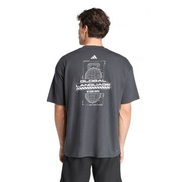 Tricou cu imprimeu grafic - pentru fitness - Alb/Gri inchis