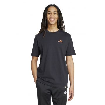 Tricou de bumbac cu imprimeu logo - Negru/Portocaliu/Albastru
