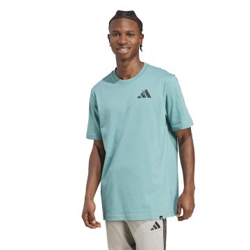 Tricou de bumbac cu logo - Negru stins/Verde deschis