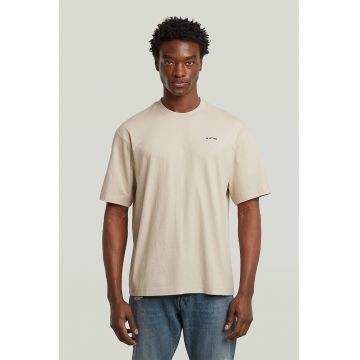 Tricou din amestec de bumbac organic cu logo discret pe piept - Alb fildes