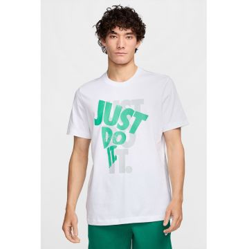 Tricou din bumbac cu imprimeu text - Alb/Verde